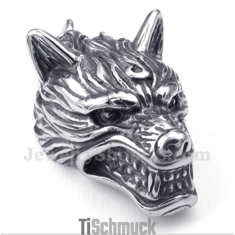 Herren-Anhänger Wolfskopf Aus Titan Mit Kostenloser Kette Herren-Anhänger Wolfskopf Aus Titan Mit Kostenloser Kette