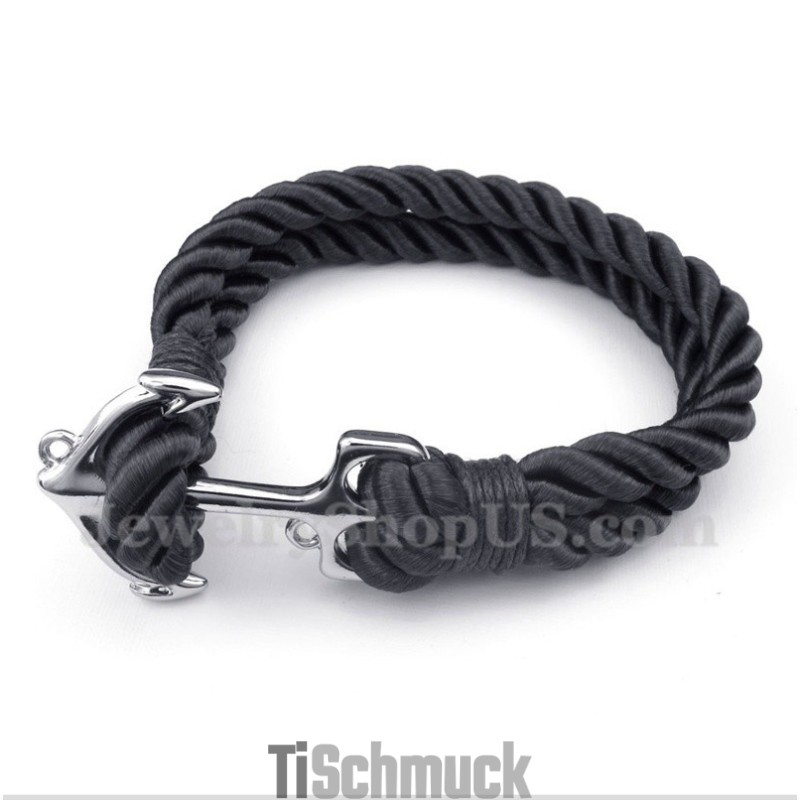Herren-Armband Aus Titan Mit Anker-Baumwollseil