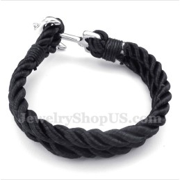 Herren-Armband Aus Titan Mit Anker-Baumwollseil