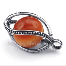 Herren Titan Roter Opal Anhänger Mit Gratiskette