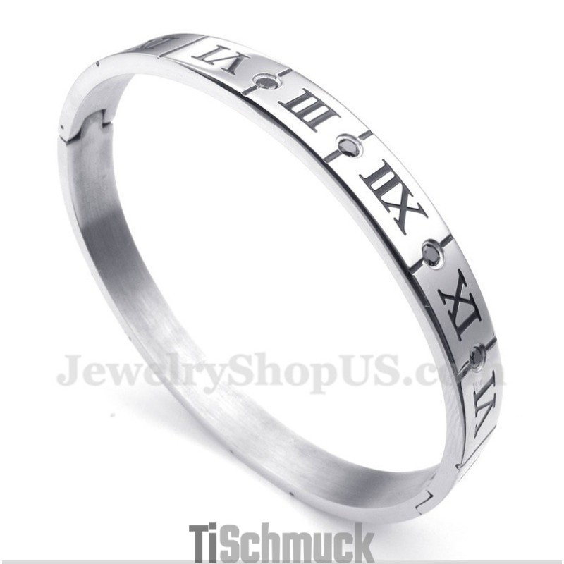 Herrenarmband Aus Titan Mit Diamanten Und Römischen Ziffern Herrenarmband Aus Titan Mit Diamanten Und Römischen Ziffern