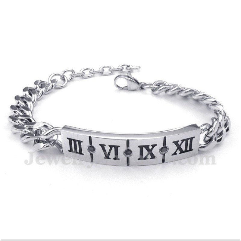 Herrenarmband Aus Titan Mit Römischen Ziffern Und Diamanten
