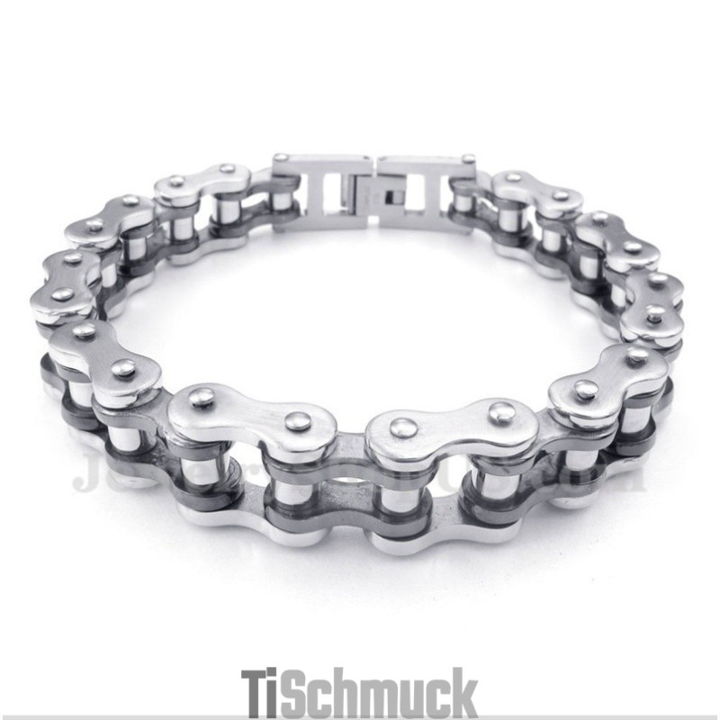 Herren-Fahrradkettenarmband Aus Titan In Schwarz