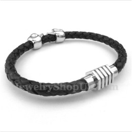Herren-Lederarmband Aus Titan Mit Totenkopf