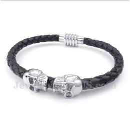 Herren-Lederarmband Aus Titan Mit Totenkopf