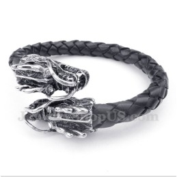 Herren-Lederarmband Mit Chinesischem Drachenkopf