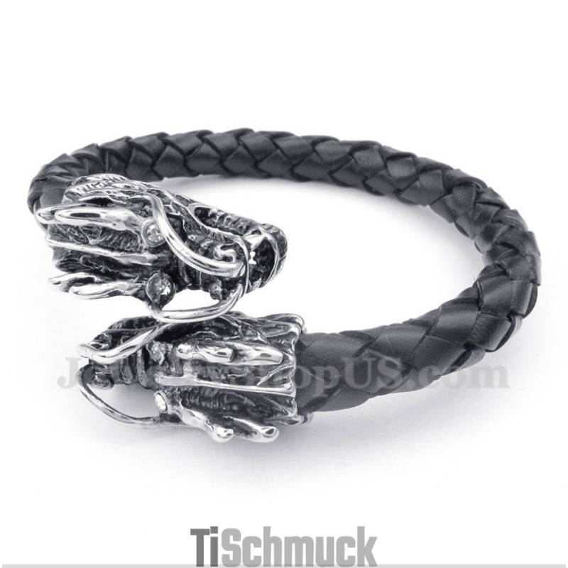 Herren-Lederarmband Mit Chinesischem Drachenkopf Herren-Lederarmband Mit Chinesischem Drachenkopf