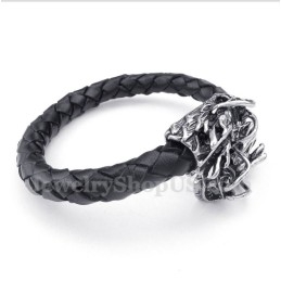 Herren-Lederarmband Mit Chinesischem Drachenkopf