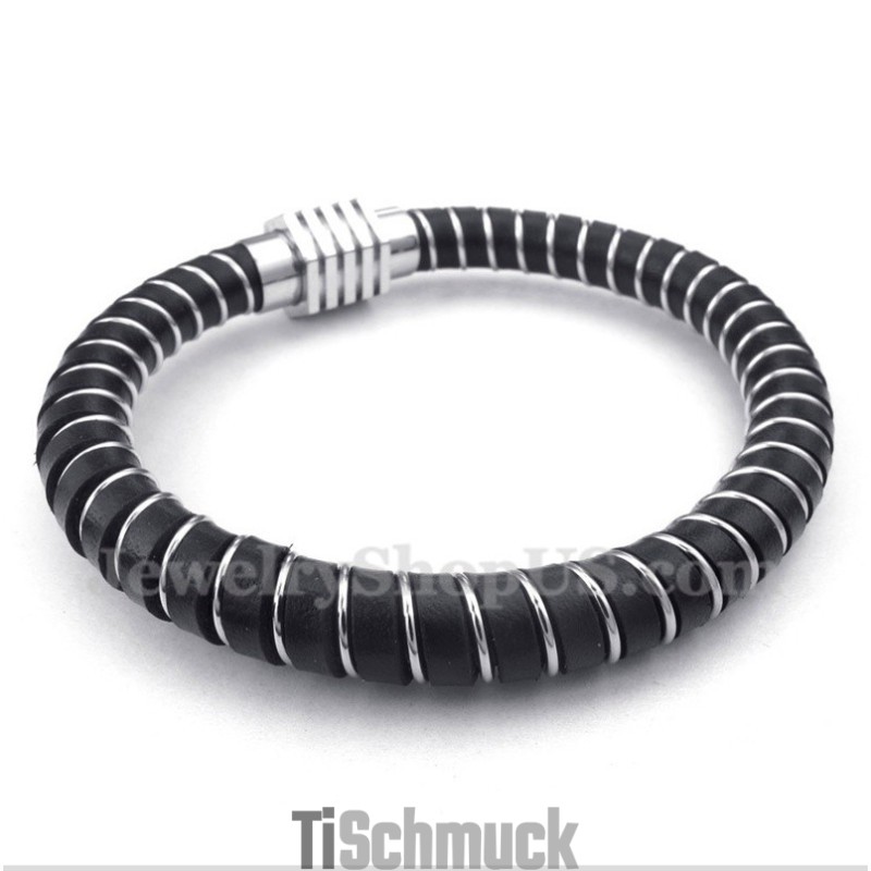 Herren-Lederarmband Mit Kabel