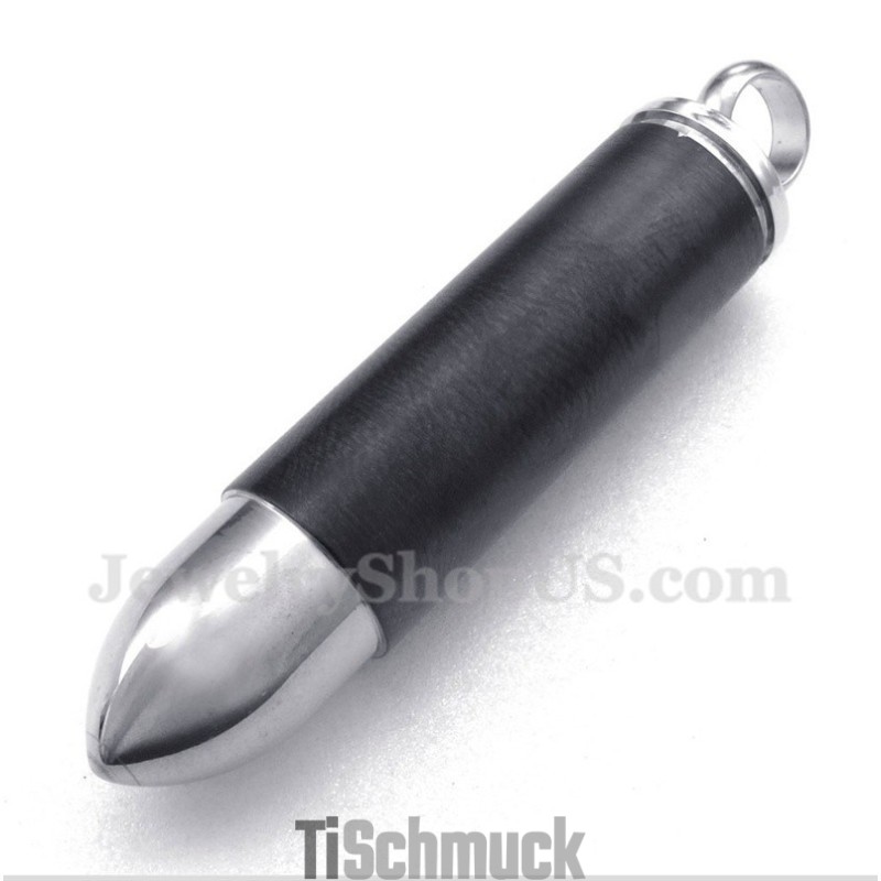 Herren Titan Schwarz Bullet Anhänger Mit Kostenloser Kette Herren Titan Schwarz Bullet Anhänger Mit Kostenloser Kette