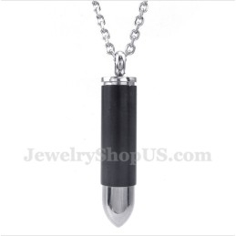 Herren Titan Schwarz Bullet Anhänger Mit Kostenloser Kette
