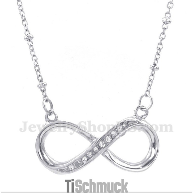 Herren-Halskette Mit Unendlichkeitssymbol Aus Titan Mit Diamanten Herren-Halskette Mit Unendlichkeitssymbol Aus Titan Mit Diamanten
