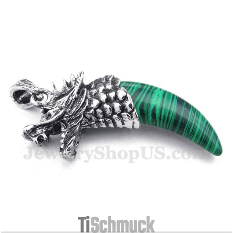 Herren Titan Malachit Wolfskopf Hörner Anhänger Mit Kostenloser Kette Herren Titan Malachit Wolfskopf Hörner Anhänger Mit Kostenloser Kette