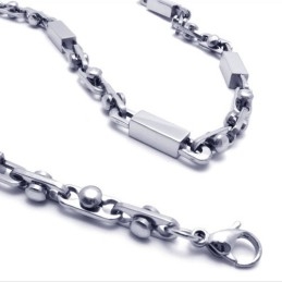 21,9 Zoll Titan Silber Quader Halskette
