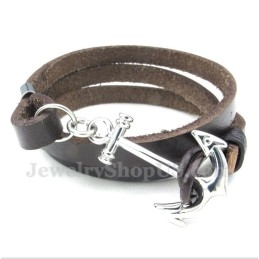 Herren Titan Leder Anker Armband