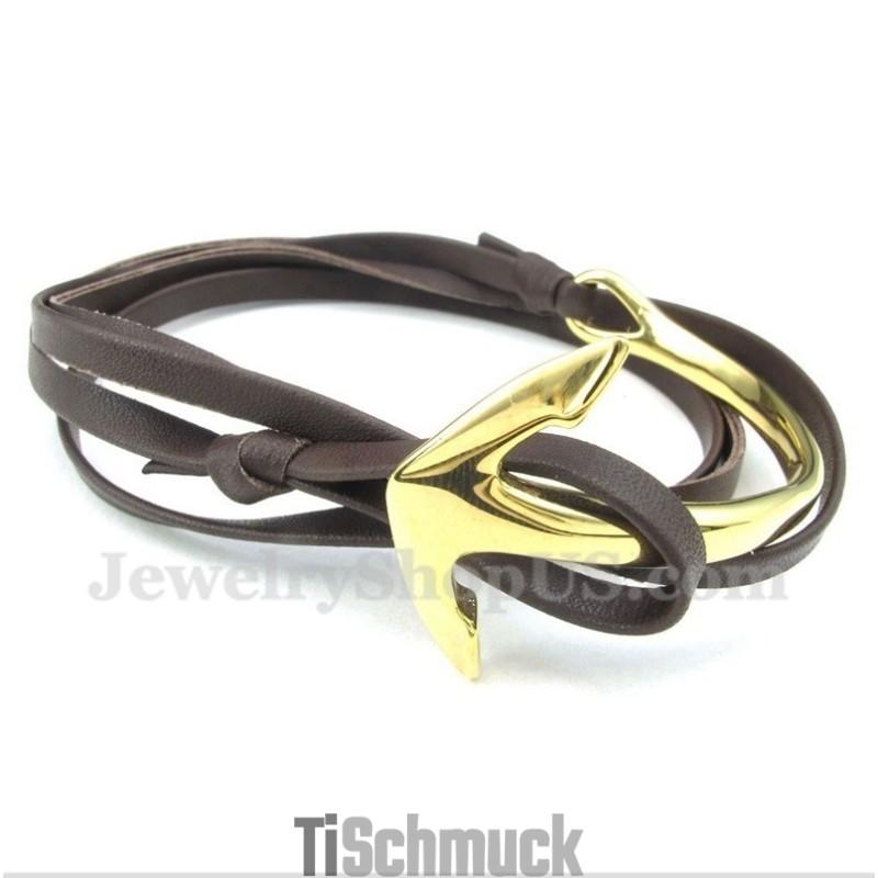 Herren Titan Leder Anker Armband
