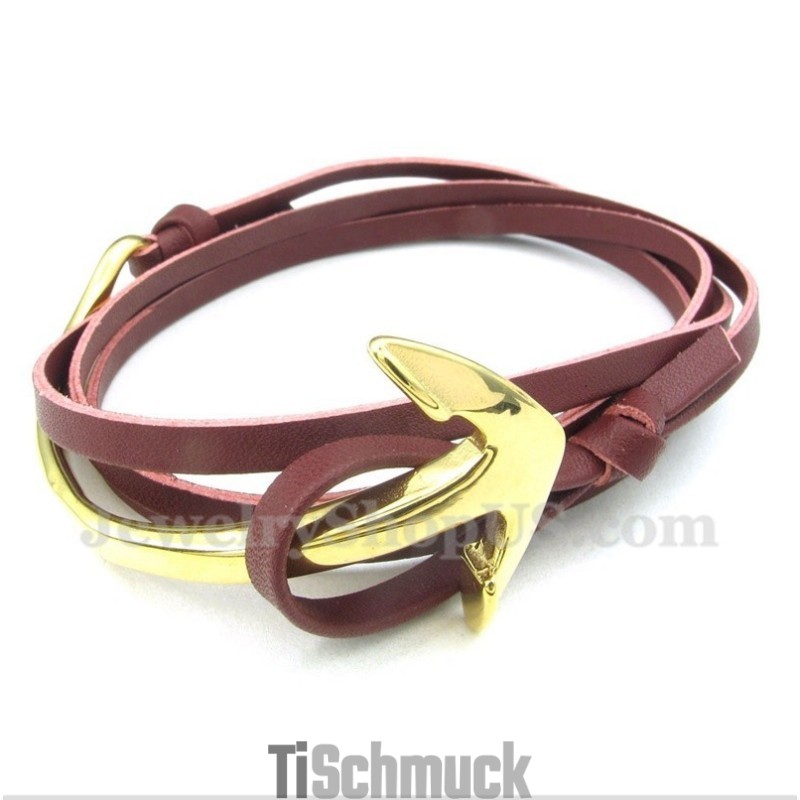 Herren Titan Leder Anker Armband
