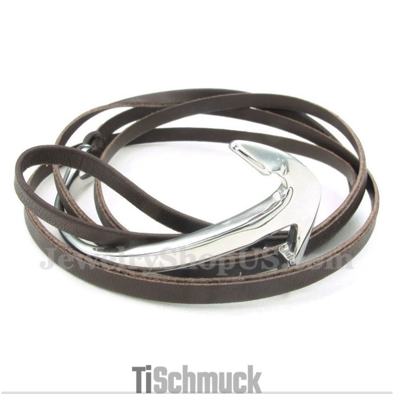 Herren Titan Leder Anker Armband Herren Titan Leder Anker Armband