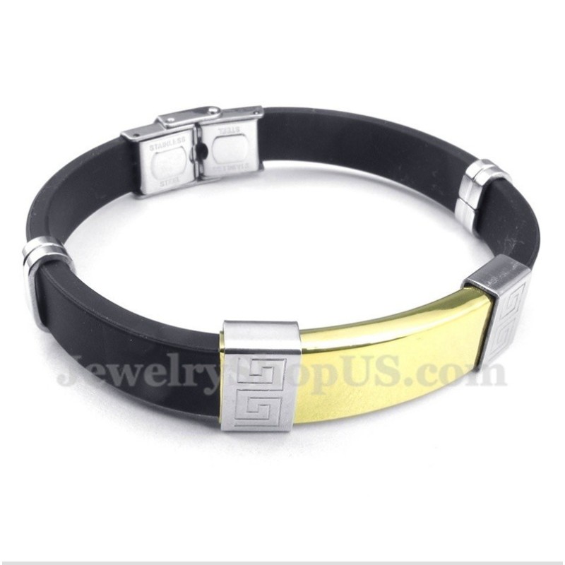 Herrenarmband Aus Titankautschuk Mit Griechischem Mäandermuster