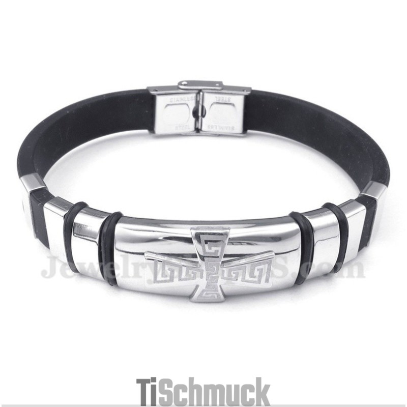 Herrenarmband Aus Titankautschuk Mit Griechischem Mäandermuster
