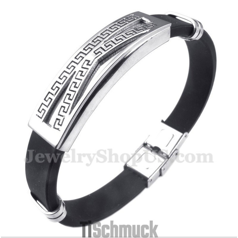 Herrenarmband Aus Titankautschuk Mit Griechischem Mäandermuster