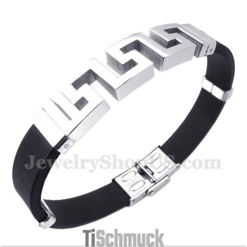 Herrenarmband Aus Titankautschuk Mit Griechischem Mäandermuster