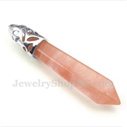 Herren-Anhänger Mit Sechseckigem Prisma Und Farbiger Glasur, Mit Kostenloser Kette