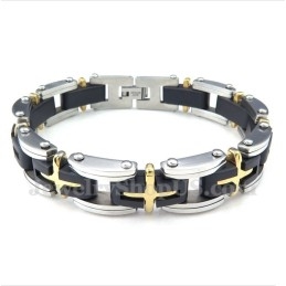 Herren-Kreuzarmband Aus Titan Und Gold