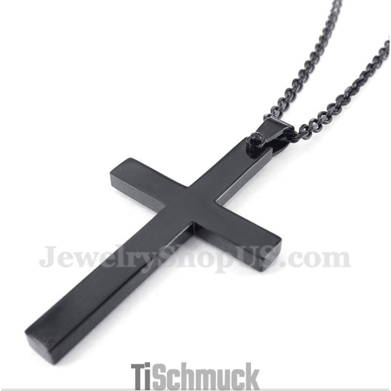 Herren Titan Schwarz Kreuz Anhänger Mit Gratis Kette Herren Titan Schwarz Kreuz Anhänger Mit Gratis Kette