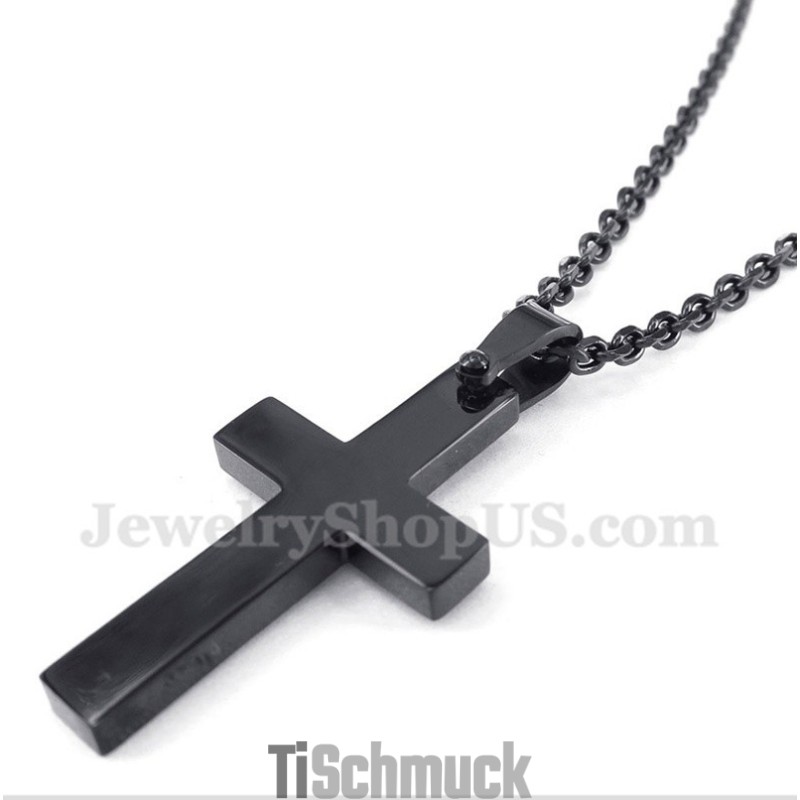 Herren Titan Schwarz Kreuz Anhänger Mit Gratis Kette Herren Titan Schwarz Kreuz Anhänger Mit Gratis Kette