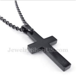 Herren Titan Schwarz Kreuz Anhänger Mit Gratis Kette