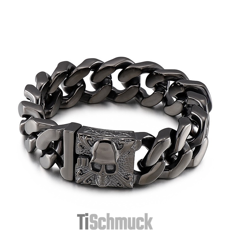 Kubanisches Titan-Kettenarmband Herren-Titan-Totenkopf-Armband Kubanisches Titan-Kettenarmband Herren-Titan-Totenkopf-Armband