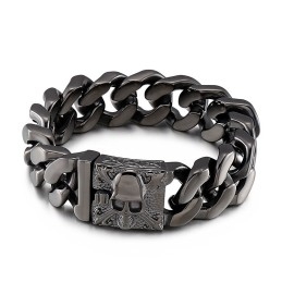 Kubanisches Titan-Kettenarmband Herren-Titan-Totenkopf-Armband