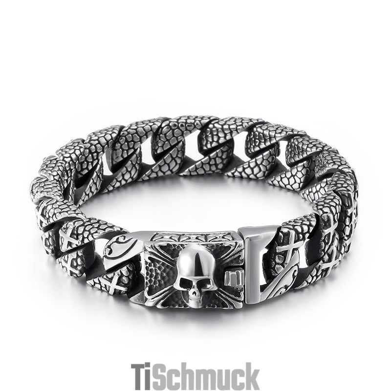 Schickes Titan-Kreuzarmband Herren-Titan-Totenkopfarmband Schickes Titan-Kreuzarmband Herren-Titan-Totenkopfarmband