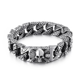 Schickes Titan-Kreuzarmband Herren-Titan-Totenkopfarmband