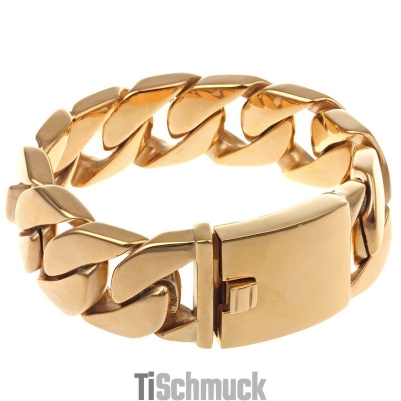 Titan Herren Kuba Dickes Armband Hip Hop Trendy Herren Galvanisiertes 18K Gold Titan Armband Titan Herren Kuba Dickes Armband Hip Hop Trendy Herren Galvanisiertes 18K Gold Titan Armband