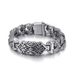 Herren-Titanarmband Mit Vintage-Muster Und Kreuz