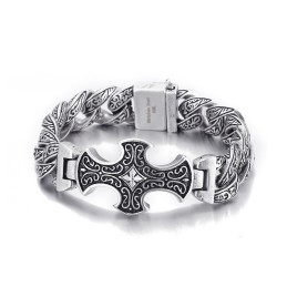 Vintage Floral Cross Herren Titan Armband
