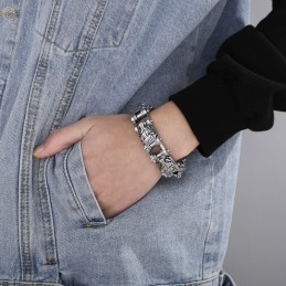 Neuer Schmuck Der Tierserie, Übertriebener Cooler Löwenkopf Aus Titan Für Herren-Biker
