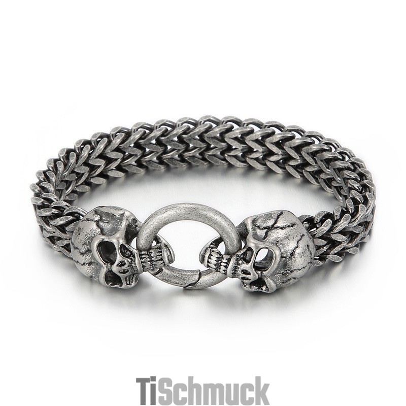 Cooles Totenkopf Titan Herrenarmband