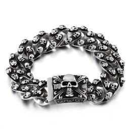 Cooles Retro-Totenkopf-Armband Aus Titan Für Herren, Rock-Chic, Geisterkopf-Armband, Tide-Accessoires Für Herren