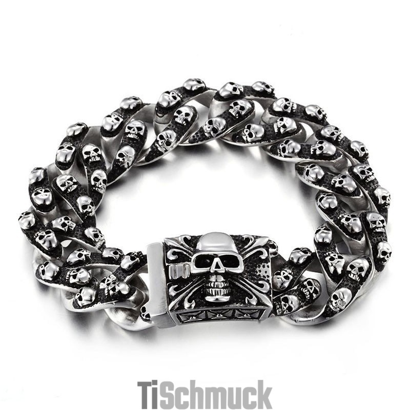 Cooles Retro-Totenkopf-Armband Aus Titan Für Herren, Rock-Chic, Geisterkopf-Armband, Tide-Accessoires Für Herren Cooles Retro-Totenkopf-Armband Aus Titan Für Herren, Rock-Chic, Geisterkopf-Armband, Tide-Accessoires Für Herren