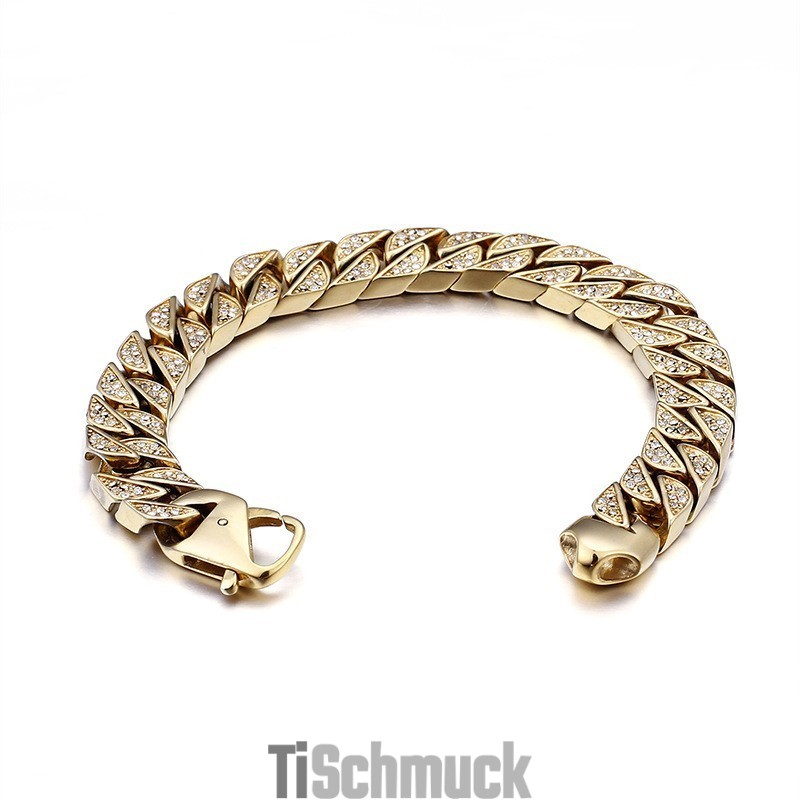 Hip Hop Cool Herren Titan Schmuck Komplettset Diamanten Große Goldkette