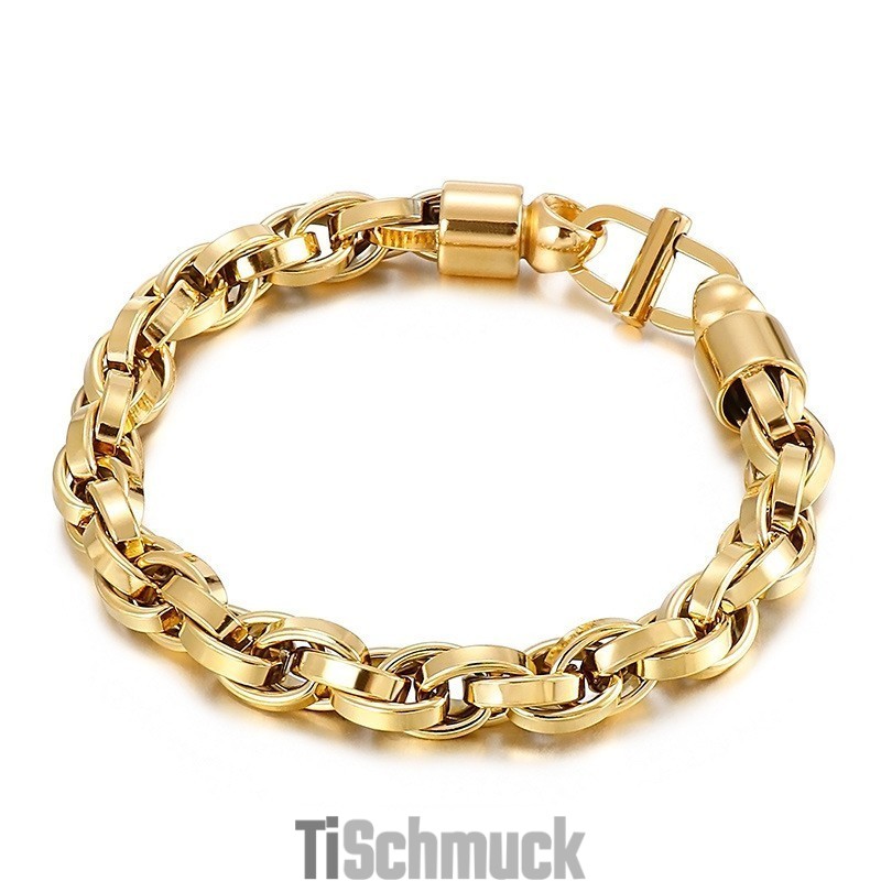 Ovales Twist-Kettenarmband Aus Titan Mit Tages-Charakterverschluss Für Herren