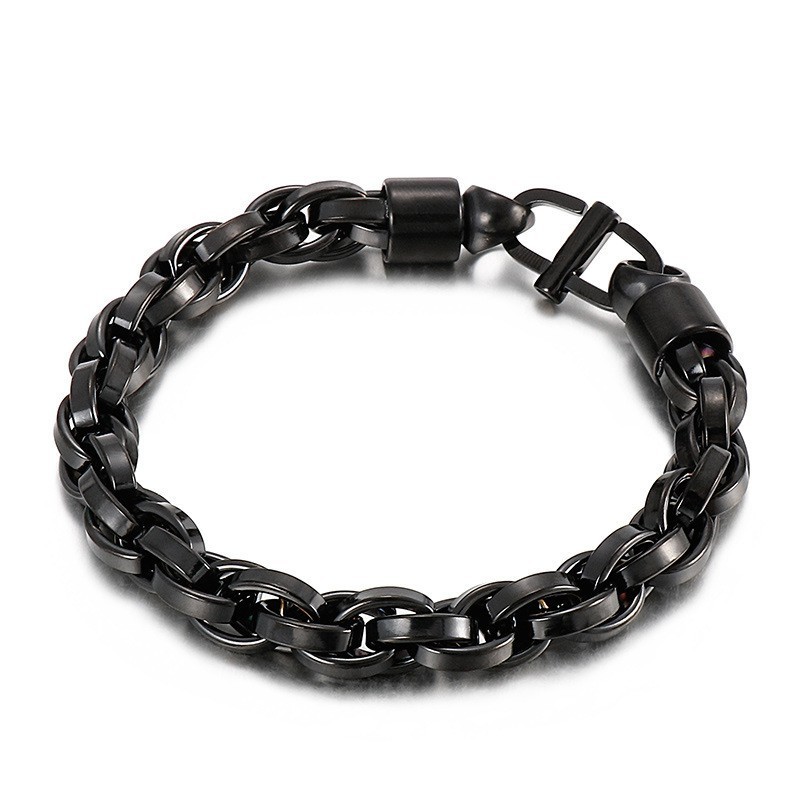 Herren-Armband Aus Titan Mit Ovaler Kette Und Buchstabenverschluss