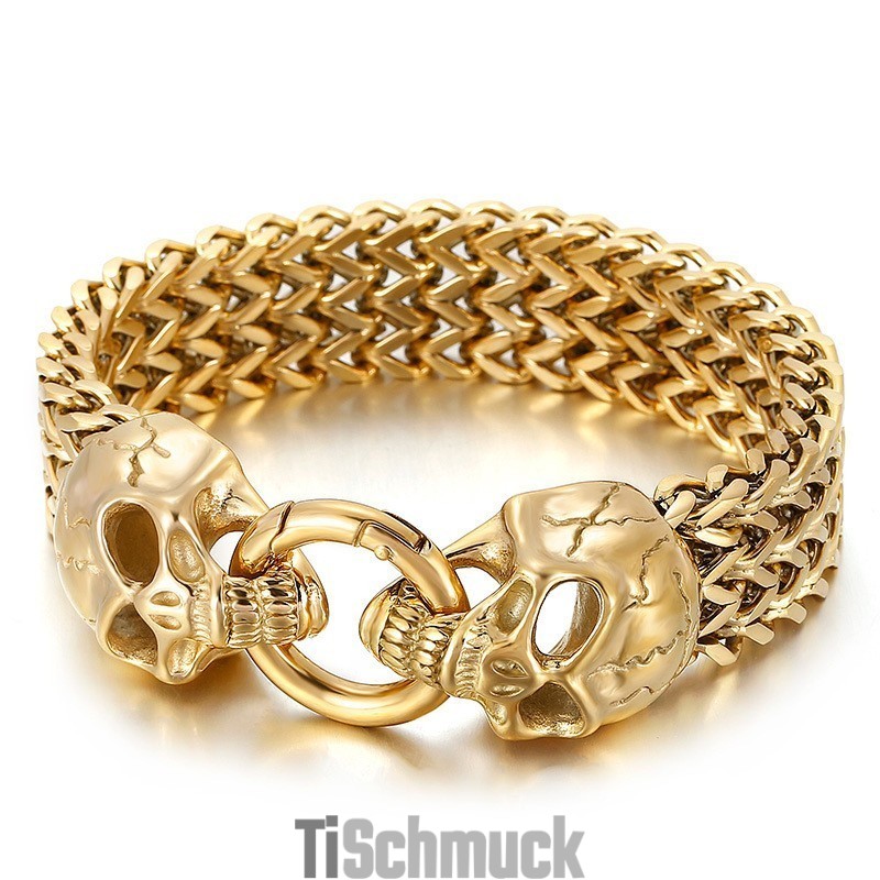 Schickes Hipster-Armband Aus Titan Mit Totenkopfmotiv