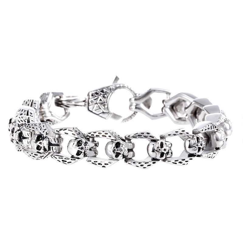 Mode Retro Wind Titan Schädel Schmuck Hip Hop Rock Herren Armband