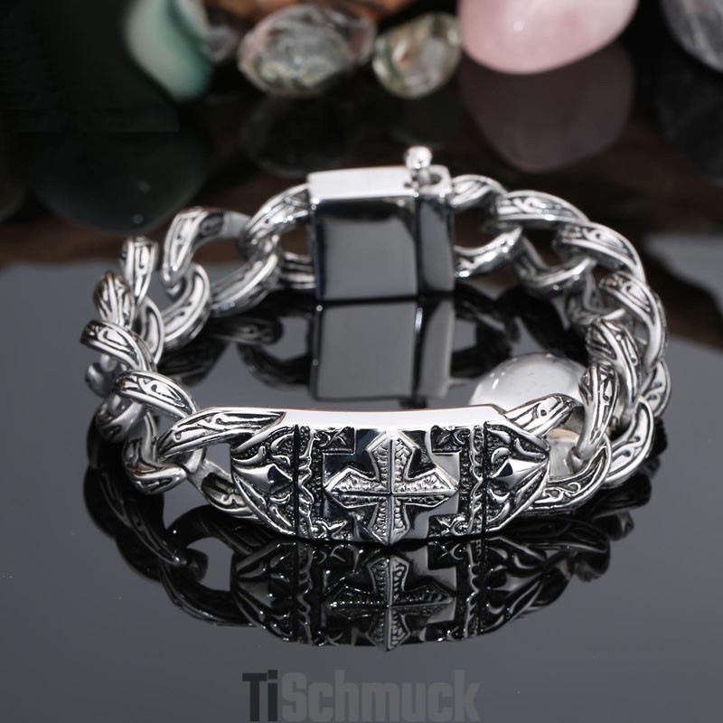 Mode Retro Hand Schmuck Fadenkreuz Muster Titan Armband