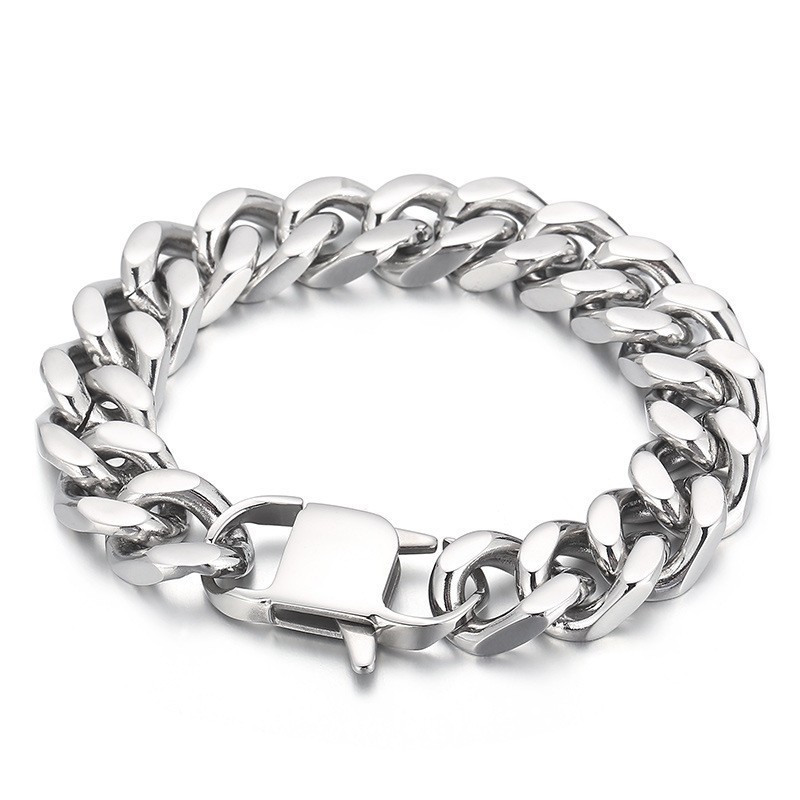 Cooles Vierseitig Geschliffenes Cuba Chain Herren-Titanarmband