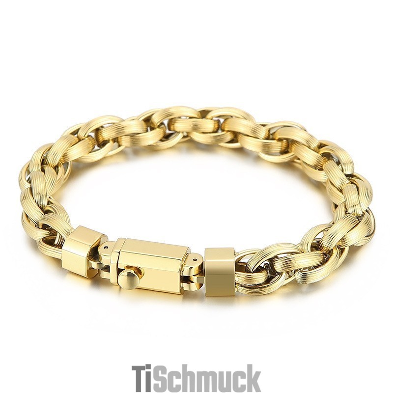 Mode Vakuum Beschichtung Druckknopf Doppel Ring O Kette Herren Armband